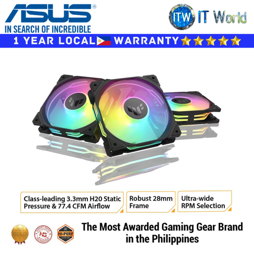 [TR120 ARGB BLACK 3 PACK] ASUS PC Fan TUF Gaming TR120 ARGB Blade 120mm - Triple Pack (Black)