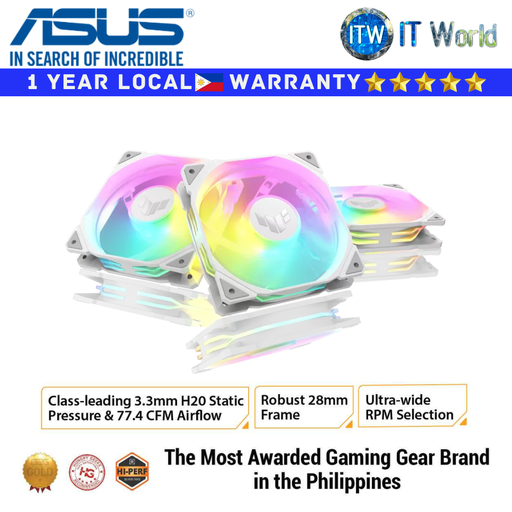 [TR120 ARGB WHITE 3 PACK] ASUS PC Fan TUF Gaming TR120 ARGB Blade 120mm - Triple Pack (White)