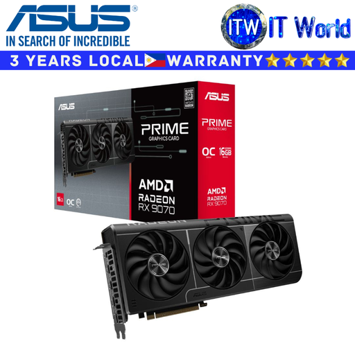 [PRIME-RX9070-O16G] ASUS RX 9070 OC Edition 16GB GDDR6 Prime AMD Radeon Graphic Card (PRIME-RX9070-O16G)