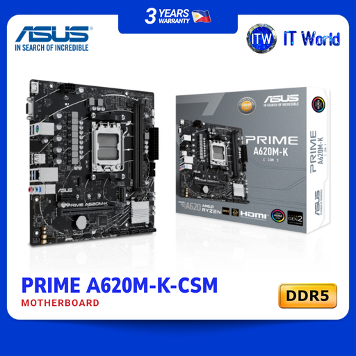 [PRIME A620M-K-CSM] ASUS PRIME A620M-K-CSM Motherboard | AM5 / DDR5 / PCIe 4.0 / Aura Sync RGB | itw