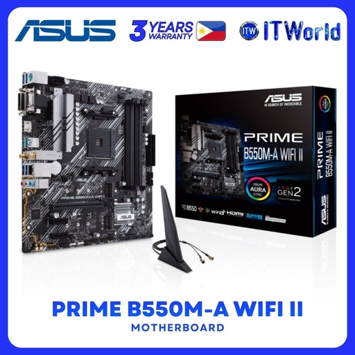[PRIME B550M-A WIFI II] ASUS PRIME B550M-A WIFI II - B550 / mATX / WiFi6 / PCIe 4.0 / DDR4 AM4 Motherboard
