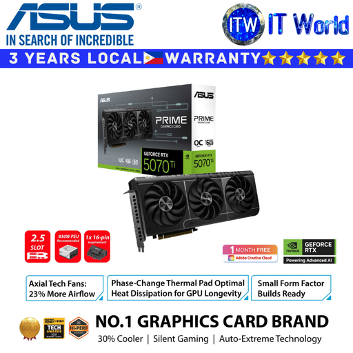 [PRIME-RTX5070TI-O16G] ASUS Prime GeForce RTX™ 5070 Ti OC Edition 16GB GDDR7 Graphics Card PCIe 5.0 GDDR7