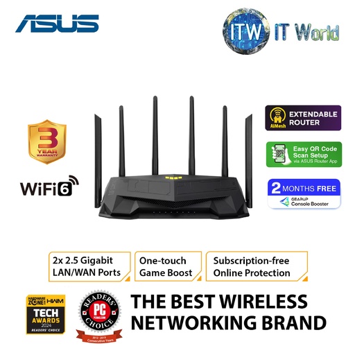 [TUF GAMING AX6000] ASUS TUF Gaming AX6000 Dual Band WiFi 6 Extendable Gaming Router, Dual 2.5G Ports, AiMesh Compatible