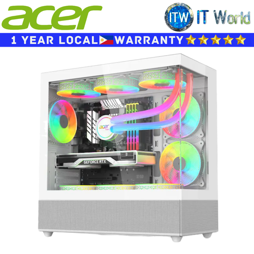 [V920 (CH-6) WHITE] Acer Computer PC Case V920 M-ATX No Screws Throughout Full View Tempered Glass (White)