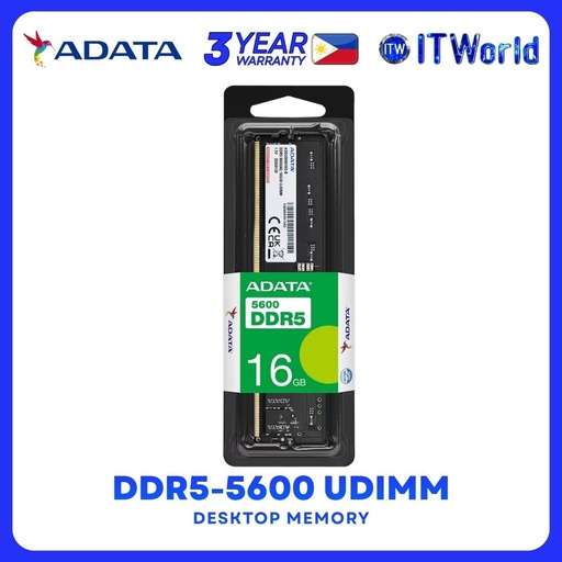[AD-AD5U560016G-S] ADATA DDR5-5600Mhz Single UDIMM Memory Module - 16GB AD-AD5U560016G-S