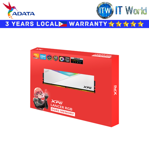 [AD-AX5U5600C3616G-DCLARWH-BOX] Adata 32GB(16GBx2) XPG Lancer White RGB DDR5 DRAM UDIMM Module (AD-AX5U5600C3616G-DCLARWH-BOX)