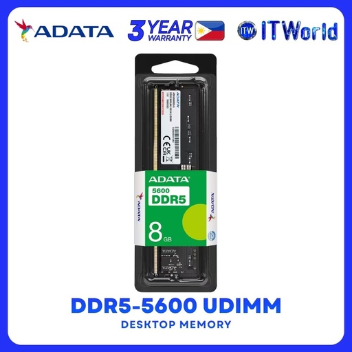 [AD-AD5U56008G-S] ADATA DDR5-5600Mhz Single UDIMM Memory Module - 8GB AD-AD5U56008G-S
