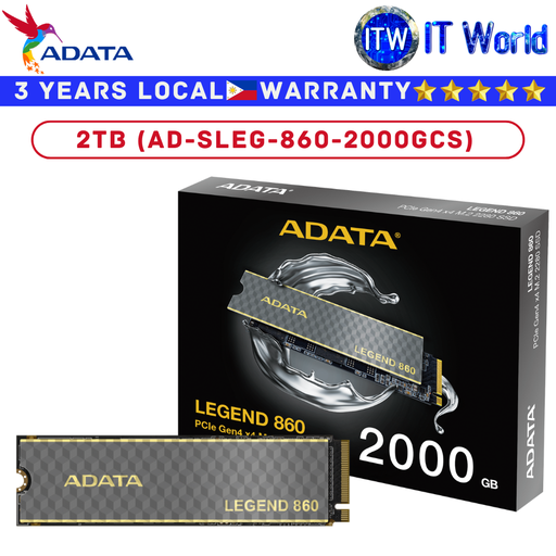 [AD-SLEG-860-2000GCS] Adata NVMe SSD M 2 NVMe SSD Legend 860 M.2 2280 3D NAND Internal w/o heatsink 2TB (AD-SLEG-860-2000GCS)