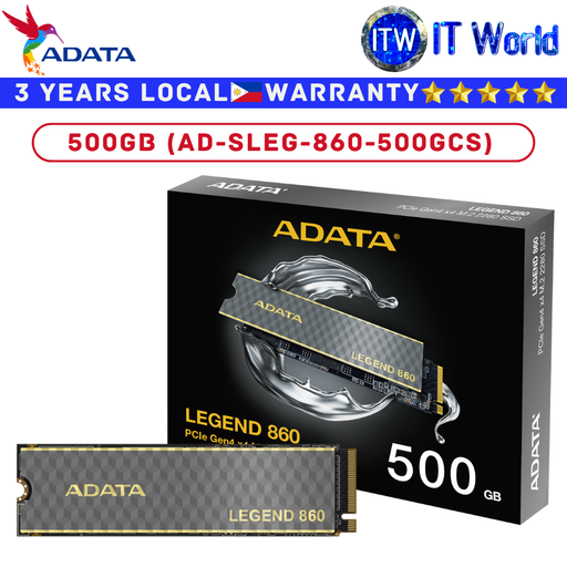 [AD-SLEG-860-500GCS] Adata NVMe SSD M 2 NVMe SSD Legend 860 M.2 2280 3D NAND Internal w/o heatsink - 500GB AD-SLEG-860-500GCS