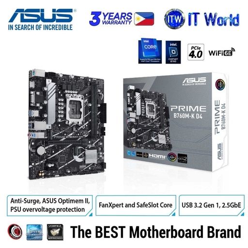 [PRIME B760M-K D4] ASUS Prime B760M-K D4 micro-ATX LGA1700 Intel B760 Chipset Motherboard