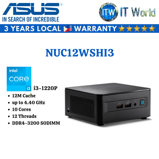 [NUC12WSHI3] Asus RNUC12WSHI30000 Wall Street Canyon i3 L6 PC Kit