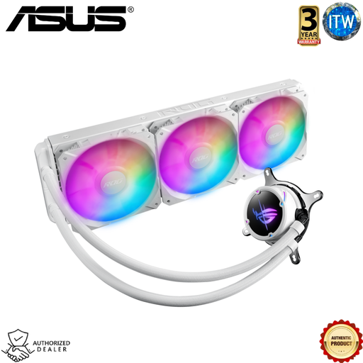 [s] Asus Rog Strix LC II 360 ARGB White Edition - All-In-One Liquid CPU Cooler w/ Aura Sync, 3 Rog 120mm Addressable RGB Radiator Fans