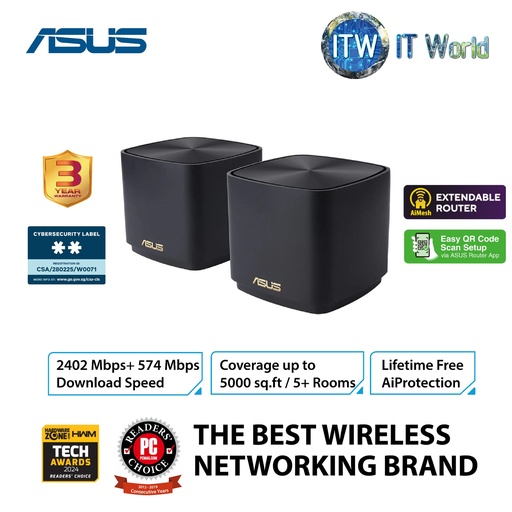 [XD5-2Pack] Asus ZenWifi XD5 AX3000 Dual-Band Mesh Wifi 6 System Router - (2-Pack) Black