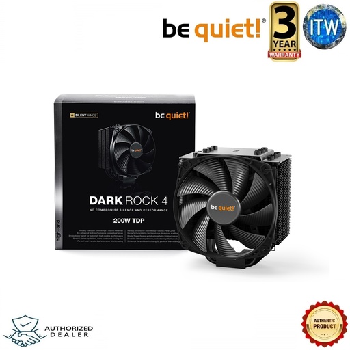 [be quiet! Dark Rock 4 - BK021] Be Quiet! Dark Rock 4 CPU Cooler with Silent Wings, 200W TDP, High Performance - 135mm