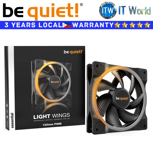 [BL072 Single Fan] Be Quiet! PC Fan Light Wings Black 120PWM ARGB LED Rifle Bearing Tech (Single Fan)