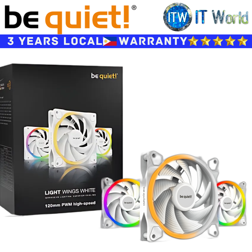 [BL101 White] Be Quiet! PC Fan Light Wings Triple Fan 120mm PWM High-Speed Rifle Bearing White (BL101)