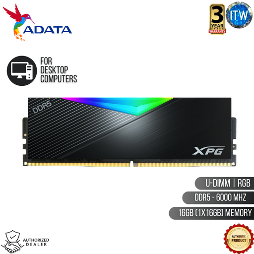 [AX5U6000C4016G-CLARBK] Adata XPG Lancer RGB 16GB (1x16GB) DDR5 6000MHz Memory Module — Black (AX5U6000C4016G-CLARBK)