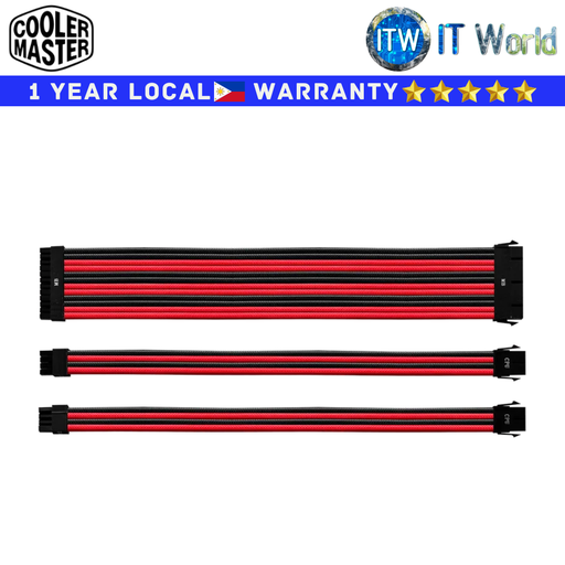 [CMA-NEST16RDBK1-GL] Cooler Master Colored Extension Cable Kit Red/Black (CMA-NEST16RDBK1-GL)