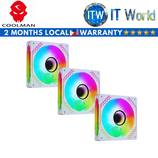 [CM-03 3IN1 PACK WHT] Coolman CM-03 Infinity Mirror LED ARGB Cooling Fans - 3 in 1 Pack (White)