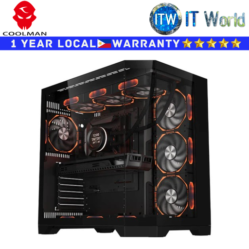 [spectra luxe black] Coolman Computer PC Case Spectra Luxe ATX Case Tempered Glass (Black)