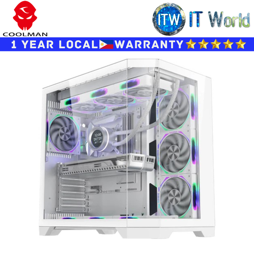 [spectra luxe white] Coolman Computer PC Case Spectra Luxe ATX Case Tempered Glass (White)