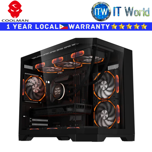[spectra black] Coolman Computer PC Case Spectra M-ATX Case Tempered Glass (Black)