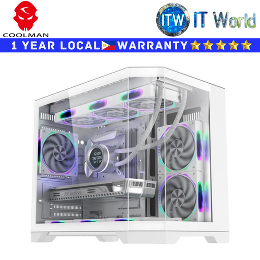 [spectra white] Coolman Computer PC Case Spectra M-ATX Case Tempered Glass (White)