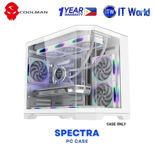 [spectra white] Coolman Spectra 3-Sided HD Glass Panels PC Case - White