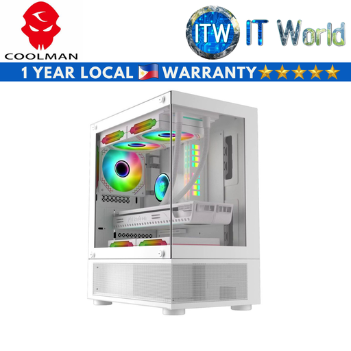 [Coolman Reyna White] Coolman Reyna mATX/ITX Tempered Glass PC Case (White)