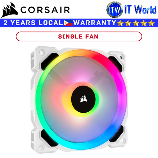 [CS-CO-9050091-WW] Corsair Computer PC Fan LL120 RGB 120mm PWM Fan Dual Light Loop White Single Fan (CS-CO-9050091-WW)