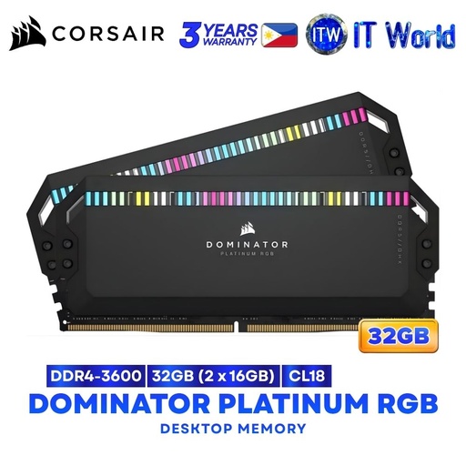 [CMT32GX4M2D3600C18] Corsair Dominator Platinum RGB 32GB (2x16GB) DDR4-3600Mhz CL18 Desktop Memory CMT32GX4M2D3600C18