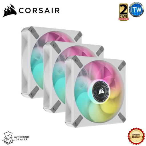 [CS-CO-9050117-WW] Corsair PC Fan iCUE ML120 RGB Elite Premium 120mm PWM Triple Pack White (CO-9050117-WW)