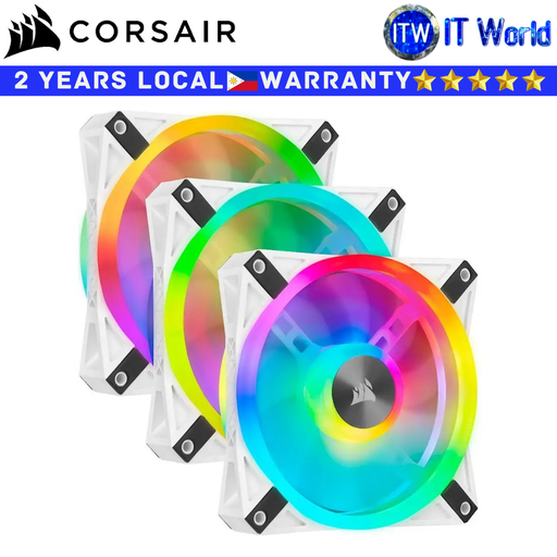 [CO-9050104-WW] Corsair PC Fan iCUE QL120 RGB 120mm PWM Triple Fan with Lightning Node White (CO-9050104-WW)