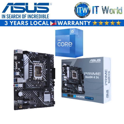 [ASUS PRIME B660M-K D4 / i5-12400F] Intel Core i5-12400F Processor with ASUS Prime B660M-K D4 Motherboard Bundle