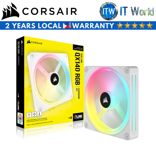 [CO-9051007-WW] Corsair iCUE Link QX140 RGB 140mm Magnetic Dome Single Fan (White)
