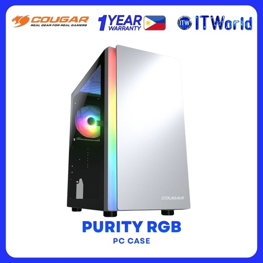 [CAS-CGR-PURITY-RGB-W] Cougar Purity RGB Pure and Elegant ARGB Mini Tower Tempered Glass PC Case - White