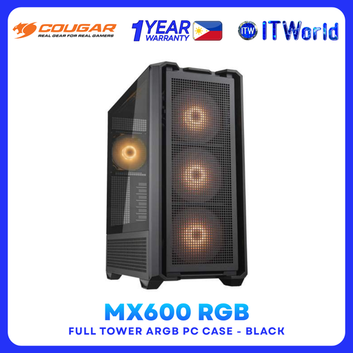 [CAS-CGR-MX600-RGB-BK] Cougar MX600 RGB - Full Tower ARGB Black PC Case with Vertical GPU Support CAS-CGR-MX600-RGB-BK