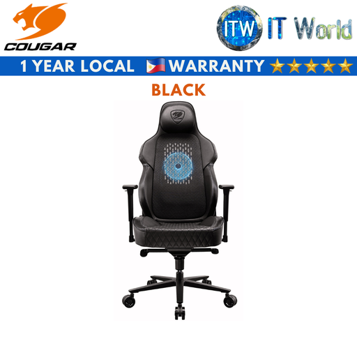 [CHR-CGR-NXSYS-AERO-BK] Cougar NXSYS Aero ARGB 200mm Fan / Steel Base / 3D-Armrest / PVC Gaming Chair (Black/Orange | Black)