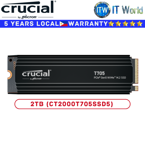 [CT2000T705SSD5] Crucial 2TB M 2 NVMe SSD M.2 NVMe SSD T705 Pcie Gen5 Internal with heatsink (CT2000T705SSD5)