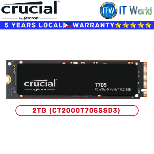 [CT2000T705SSD3] Crucial 2TB NVMe SSD M 2 NVMe SSD T705 Pcie Gen5 Internal without heatsink (CT2000T705SSD3)