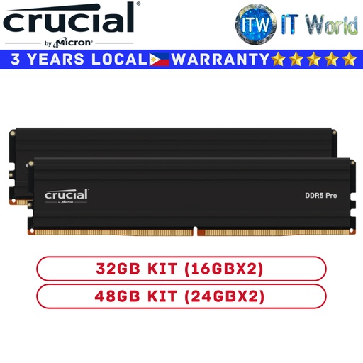[CP2K16G60C48U5] Itw | Crucial DDR5 RAM 32GB/48GB 6000Mhz Unbuffered UDIMM Desktop Memory (32GB Kit (16GBx2))