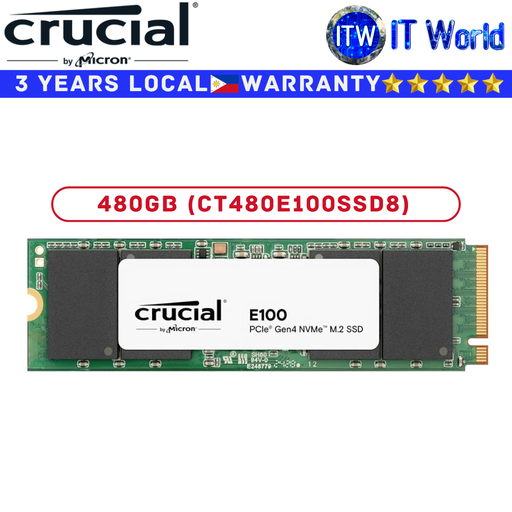 [CT480E100SSD8] Crucial SSD M 2 NVMe M2 NVMe E100 M.2 2280 NVMe PCIe Gen4 x4 Internal SSD 480GB (CT480E100SSD8)