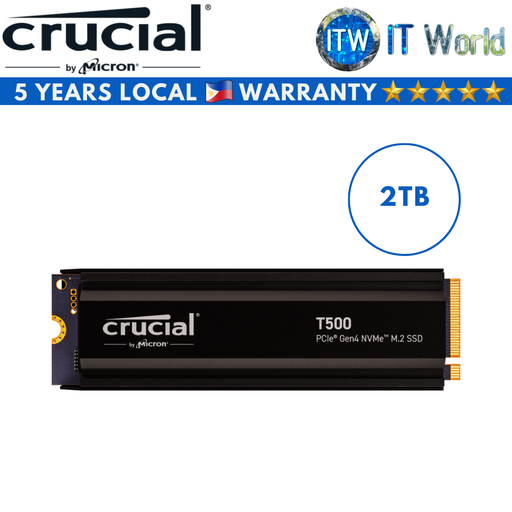 [CT2000T500SSD5] Crucial T500 PCIe Gen4 NVMe M.2 Internal SSD with heatsink (1TB | 2TB) (2TB)