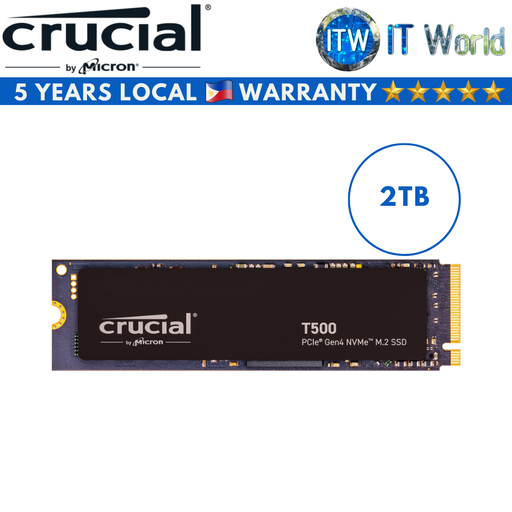 [CT2000T500SSD8] Crucial T500 Pro PCIe Gen4 NVMe M.2 Internal SSD 2TB (CT2000T500SSD8)