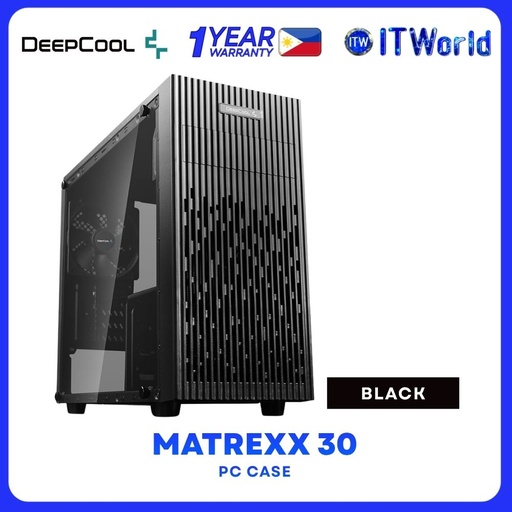 [DEEPCOOL DP-MATX-MATREXX30] Deepcool Matrexx 30 Mini Tower M-ATX Tempered Glass Side Panel PC Case - Black DP-MATX-MATREXX30