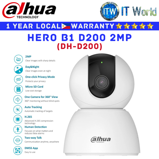 [DH-D200] Dahua CCTV Security Camera Hero B1 D200 2MP Indoor Pan & Tilt Wi-Fi Network Camera (DH-D200)