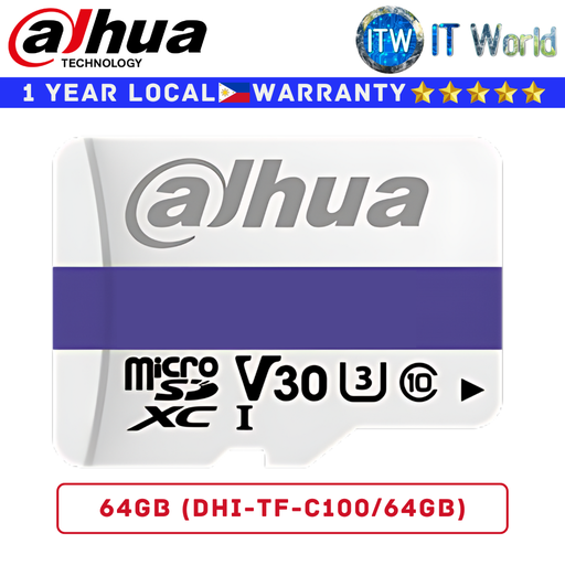 [DHI-TF-C100/64GB] Dahua Micro SD Card Memory Card C100 Data Flash Memory (64GB)