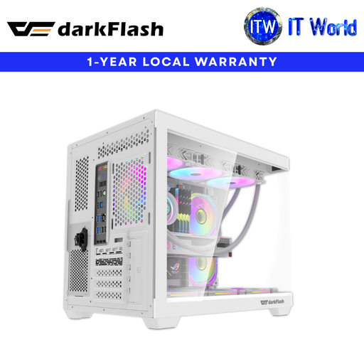 [C285MP V2 CASE WHITE] DarkFlash Case C285MP V2 mATX Tempered Glass Case (Black | White) | itw