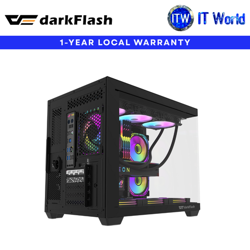 [C285MP CASE BLACK] Darkflash C285MP Exquisite mATX Tempered Glass Panoramic Side Transparent PC Case(Black/White)