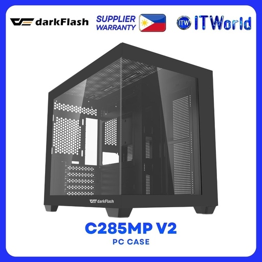 [C285MP V2 CASE BLACK] darkFlash Case C285MP V2 mATX Tempered Glass Case - Black